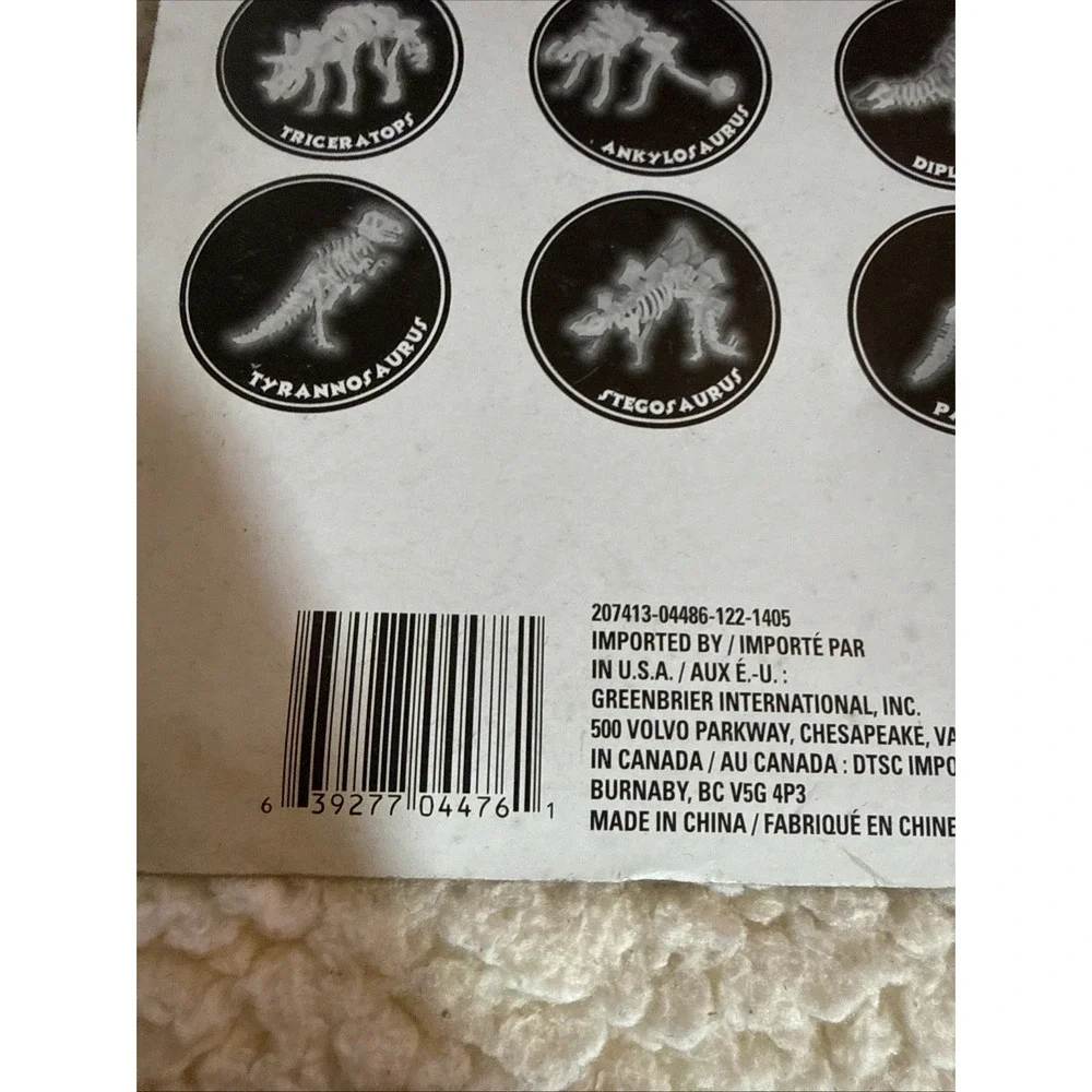 Glows In the Dark DINO BONES Set of 2 Complete Glowing Triceratops Ankylosaurus